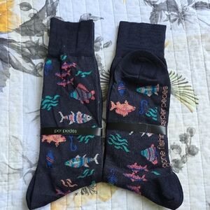 Black Fish Design Ankle Socks
